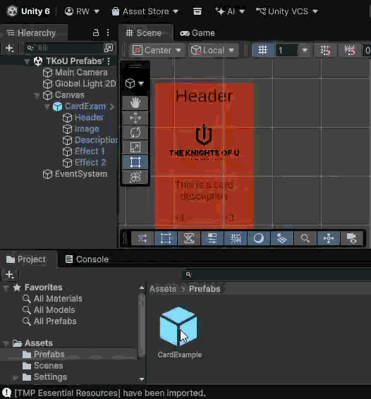 Creating a Prefab Instance in Unity Editor