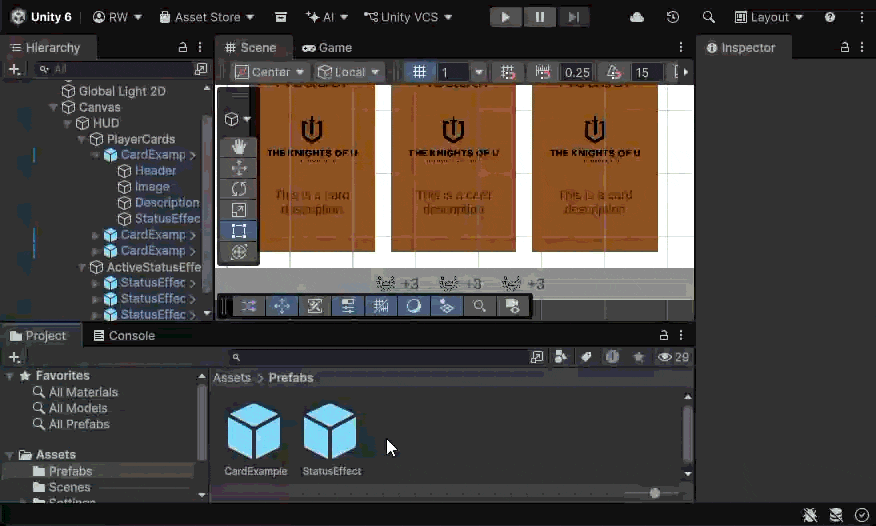 Adding a nested Prefab in Unity Engine