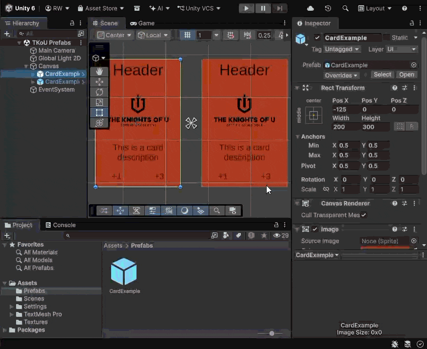 Opening a Prefab Asset in Prefab Mode in context