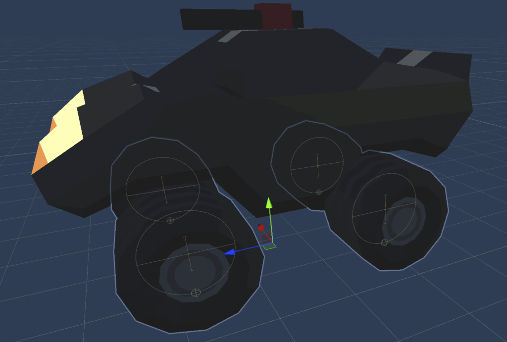 Demo vehicle wheel colliders.