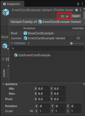Inheritance Inspector for Prefab variants in Unity Engine