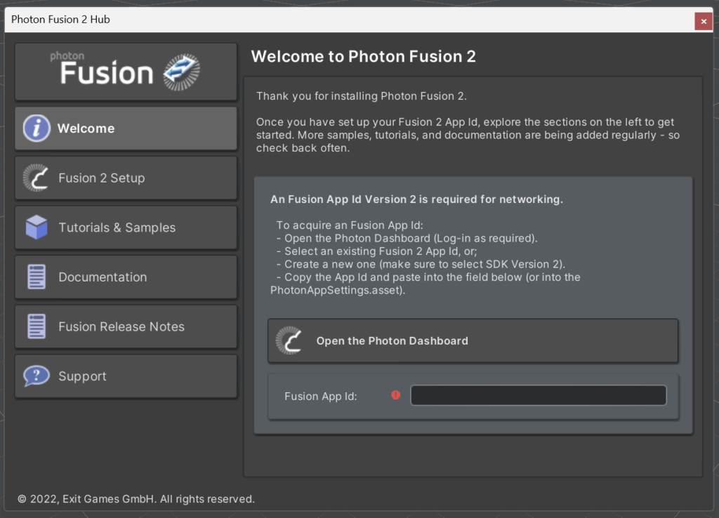 Photon Fusion 2 Hub view in Unity.